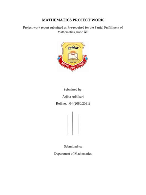 sample of mathematics project work pdf