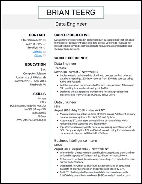 sample of personal summary in resume for engineer
