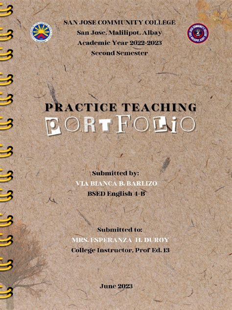 sample of teaching internship portfolio