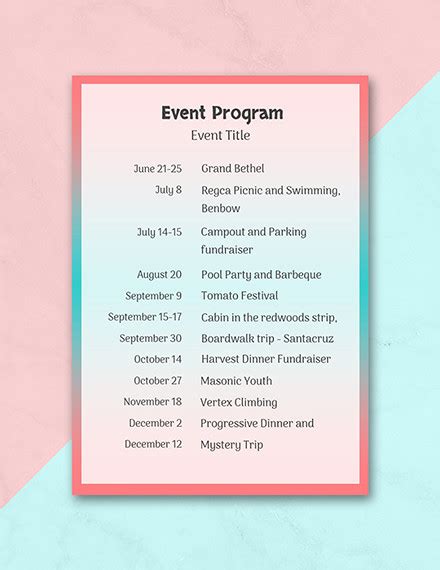 sample program list