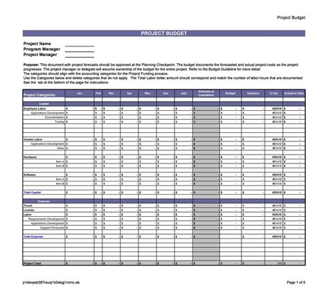sample project expense tracking spreadsheet