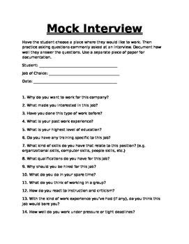 sample questions in mock interview
