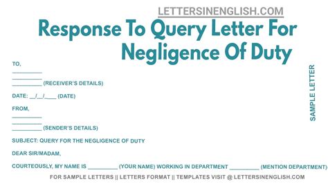 sample response to query letter for negligence of duty in school