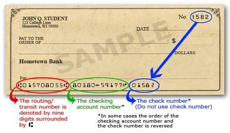 sample routing number and account number