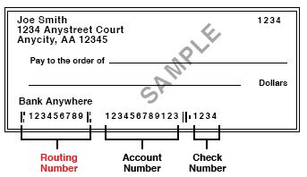 sample routing number for testing