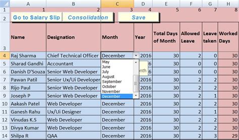 sample salary structure in excel sheet