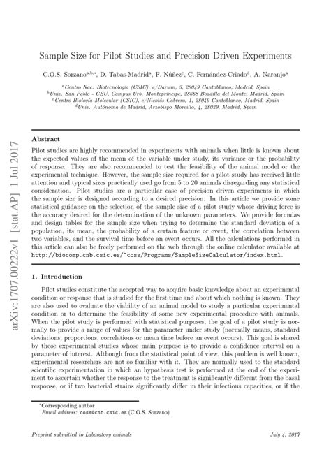 sample size for pilot studies and precision driven experiments