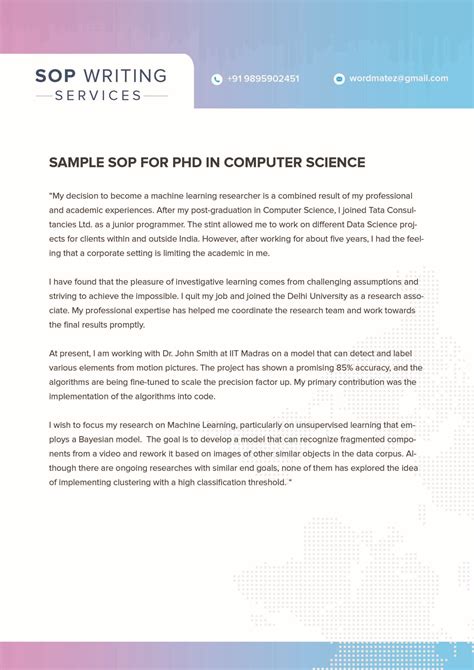 sample sop for phd in computer science