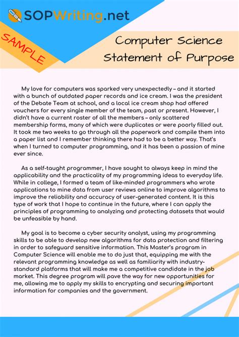 sample statement of purpose for phd in computer science