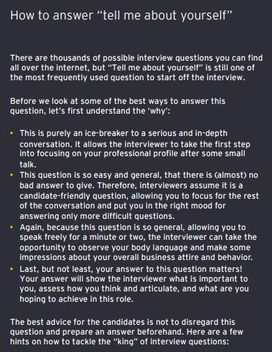 sample tell about yourself in interview