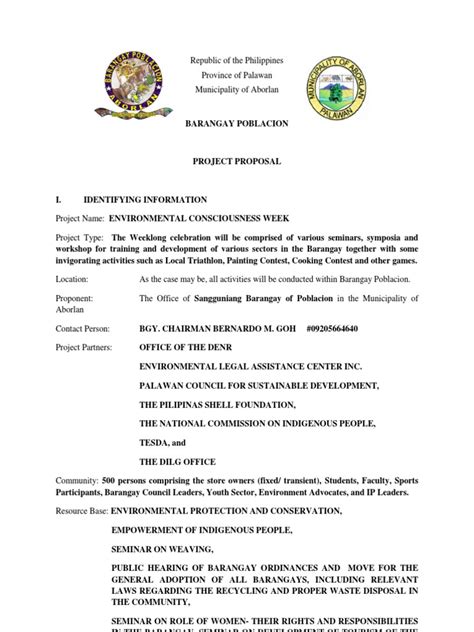 sample title for project proposal in barangay