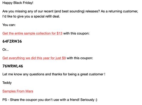 samples from mars discount code