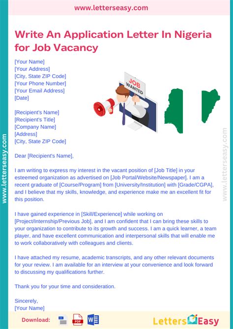 samples of application letter for teaching job in nigeria