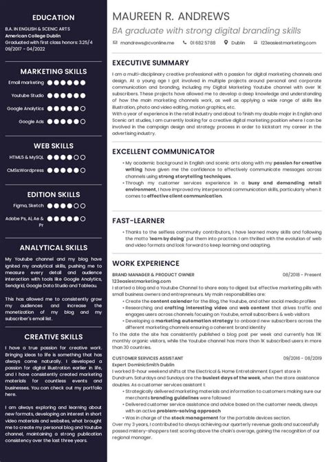 samples of cv for students
