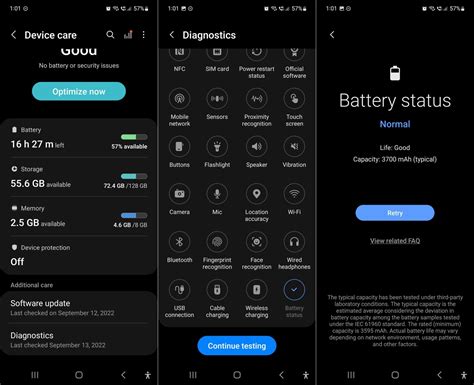 samsung mobile battery check code