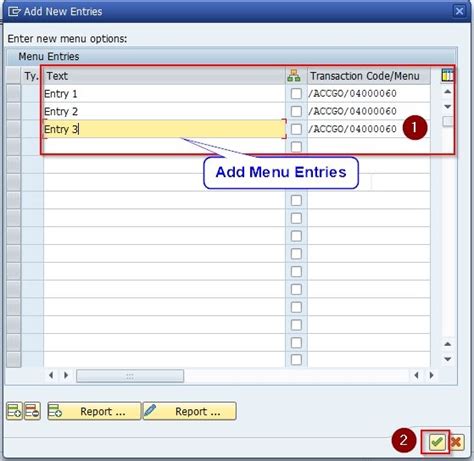 sap area menu tcode