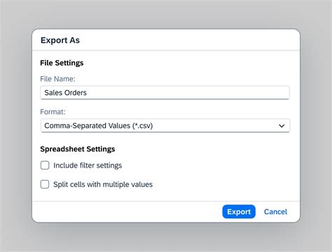 sap fiori export to excel not working