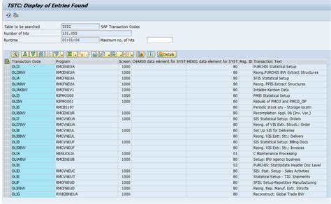 sap program to tcode table
