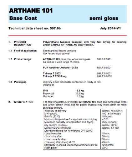 sap technical data sheet