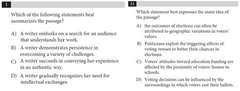 sat reading main idea questions