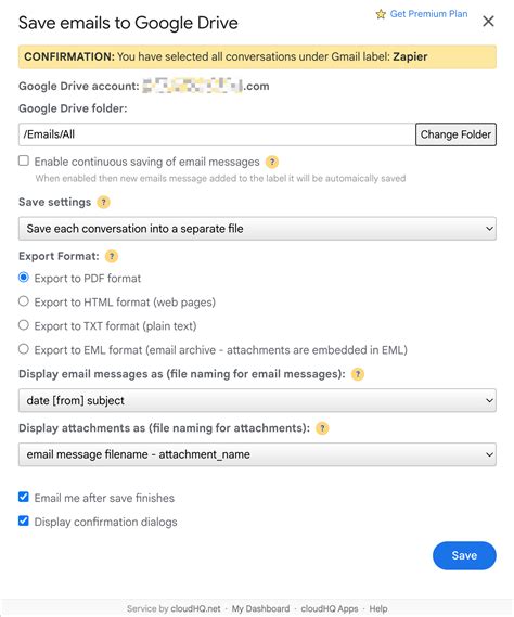 save emails from gmail to google drive