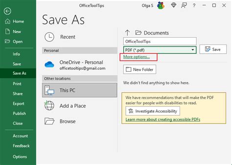 save pdf file in excel sheet
