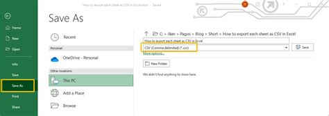 saving csv in excel