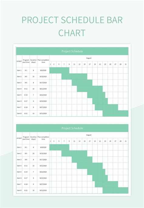 schedule bar chart in excel