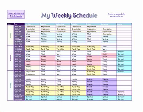 schedule chart sample