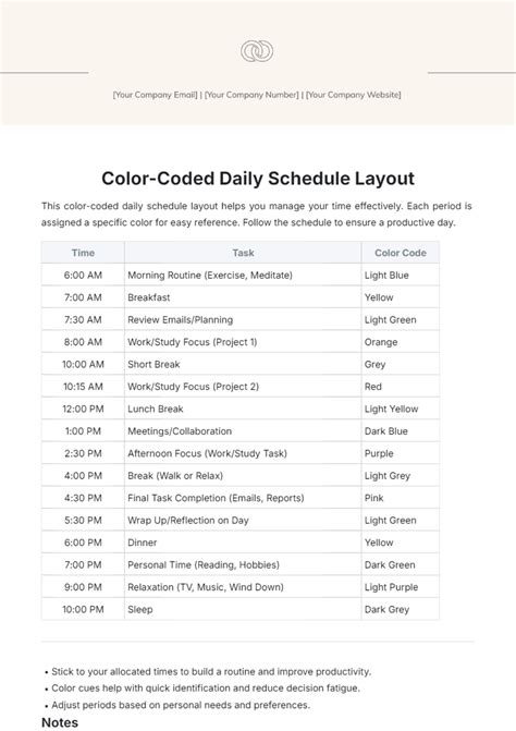 schedule layout template