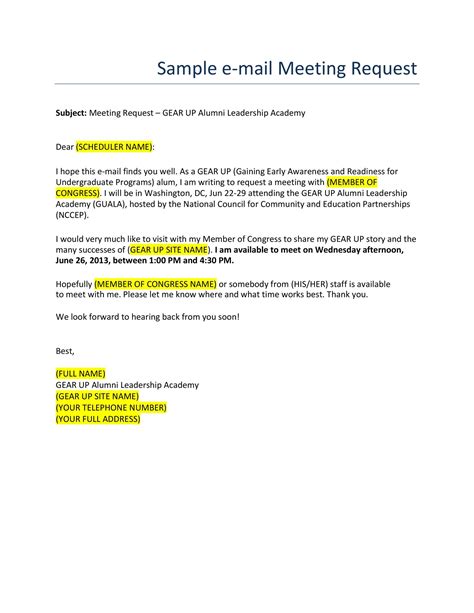 schedule request email sample