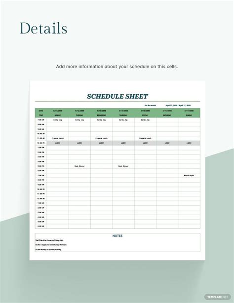 schedule sheet template