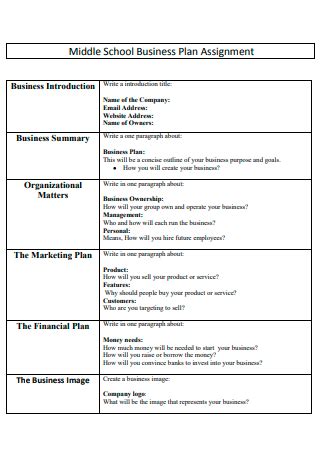 school business plan examples for students