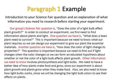 science fair introduction paragraph examples
