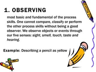 science process skills observing examples