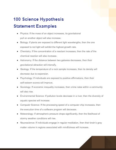 science project hypothesis examples pdf