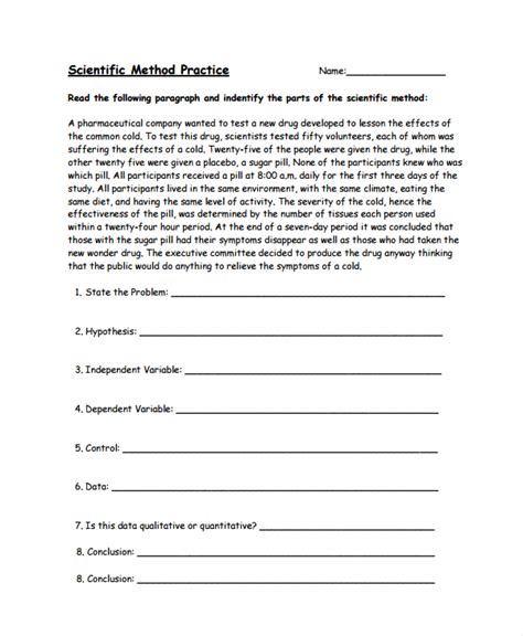 scientific method practice problems