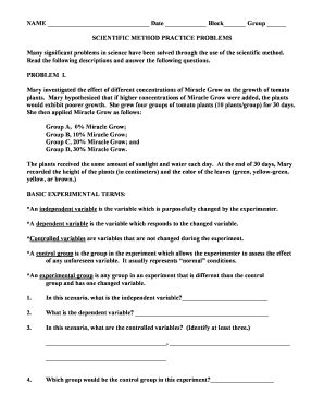 scientific method practice problems answer key