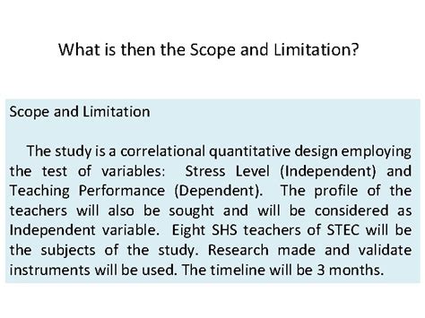 scope and limitation example quantitative research