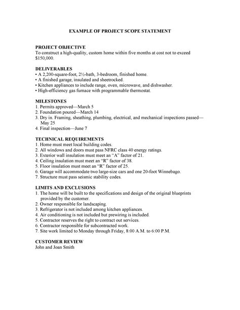 scope of work description example