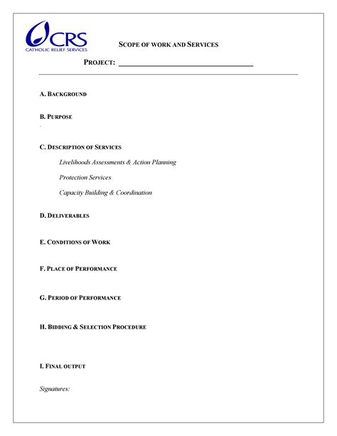 scope of work sample format