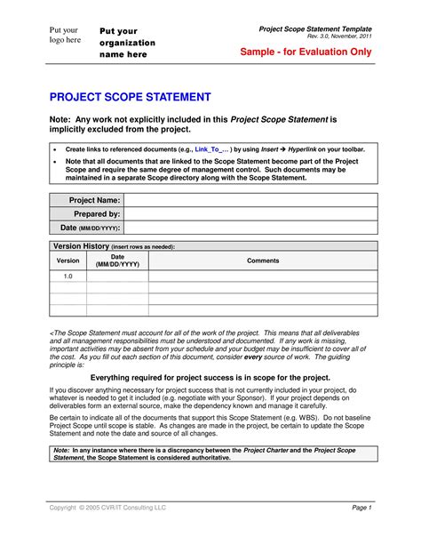 scope statement template