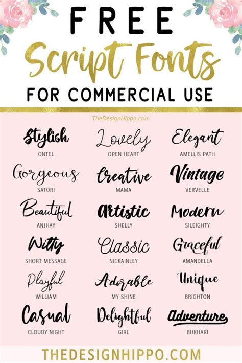 script font examples word free