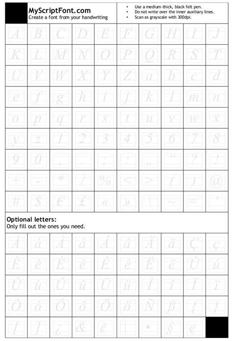 script font template