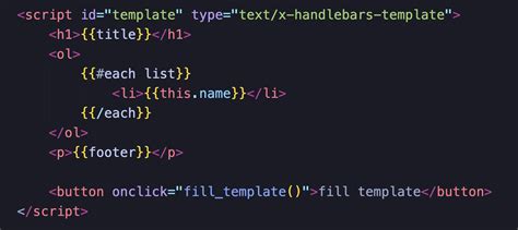 script text x handlebars template