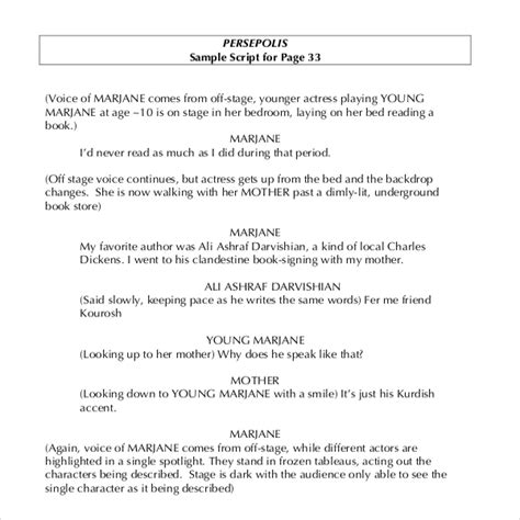 script writing format sample