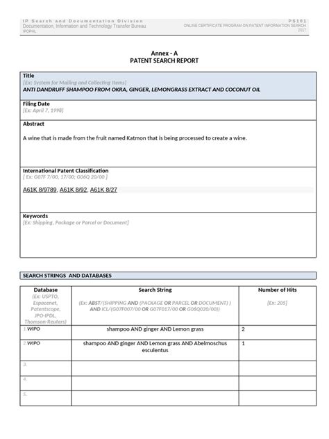 search report format in word pdf