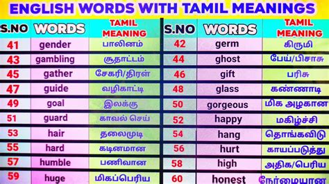 second meaning in tamil with example