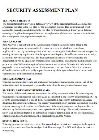security assessment plan examples
