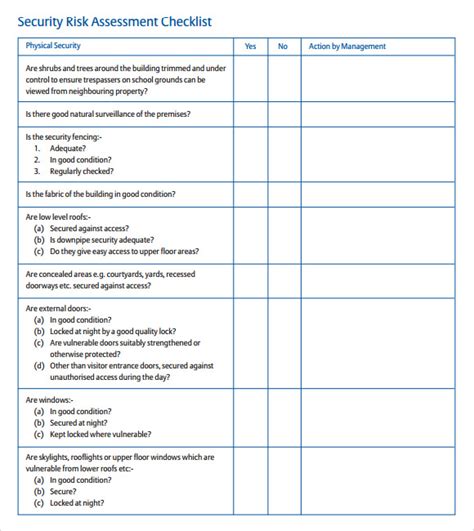 security checklist template excel pdf